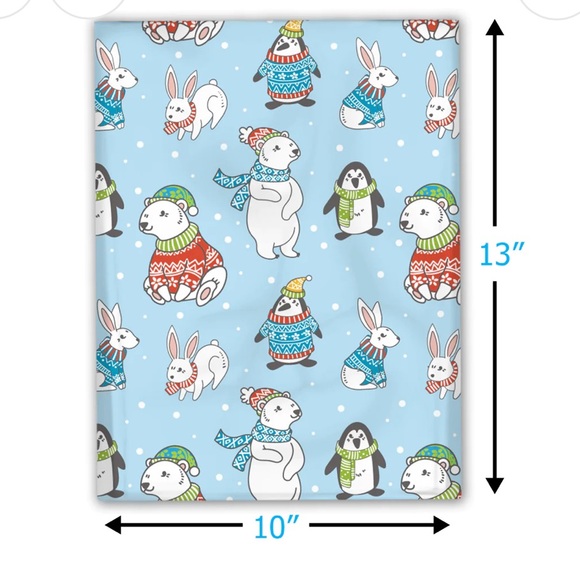 ❄️20 Designer blue winter animals Poly Mailers 10 x 13 inch - Picture 3 of 4